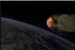 This frame from an animation shows the return capsule separating from NASA's Stardust
spacecraft.