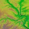 The confluence of the Mississippi, Missouri and Illinois rivers are shown in this view of the St. Louis area from NASA's Shuttle Radar Topography Mission.