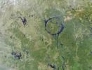 Lake Manicouagan in northern Quebec, Canada, as seen by NASA's Terra satellite on June 1, 2001, during Terra orbit 7737.