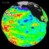 Like fall and winter of 2000, 2001 NASA's Topex/Poseidon satellite data showed that the Pacific ocean continued to be dominated by the strong Pacific Decadal Oscillation, which is larger than the El Niño/La Niña pattern.