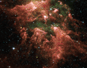 These false-color image taken by NASA's Spitzer Space Telescope shows the 'South Pillar' region of the star-forming region called the Carina Nebula.
