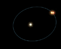 This frame from an artist's animation shows the clockwork-like orbits of a triple-star system called HD 188753, which was discovered to harbor a gas giant, or 'hot Jupiter,' planet.