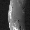 Light from the setting Sun falls across the Loki volcanic region on Jupiter's moon Io in this image taken by NASA's Galileo spacecraft on Oct. 16, 2001. The image was taken to examine the relative depths and heights of features in the region.
