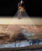 This artist's rendering portrays ice-rich layers in the soils of Mars being detected by instruments aboard NASA's 2001 Mars Odyssey spacecraft.