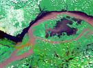 This image from NASA's Terra spacecraft shows the junctions of the Amazon and the Rio Negro Rivers at Manaus, Brazil.