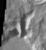 This image from NASA's Mars Odyssey spacecraft shows that dust avalanches, also called slope streaks, occur on many Martian terrains. These dust avalanches are located in a small canyon within a crater rim northeast of Naktong Vallis.