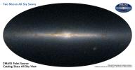 This panoramic view encompasses the entire sky as seen by Two Micron All-Sky Survey. This image is centered on the core of our own Milky Way galaxy, toward the constellation of Sagittarius.