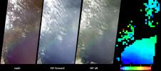 These views from NASA's Terra spacecraft portray Houston and Galveston Bay on September 12, 2002, and display data from three of MISR's nine cameras along with a map of retrieved aerosol optical thickness.