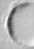 This visible-light image, taken by NASA's Mars Odyssey spacecraft, indicates that gullies on Martian crater walls may be carved by liquid water melting from remnant snow packs.