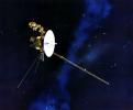 This artist's concept of NASA's Voyager spacecraft with its antennapointing to Earth.