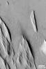 NASA's Mars Global Surveyor shows the results of wind erosion of a thick deposit of fine-grained, cemented material on Mars. The ridges oriented roughly from northwest to southeast are called yardangs