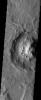 This image taken by NASA's 2001 Mars Odyssey shows the height of the interior mound of sediment inside this unnamed crater on Mars.