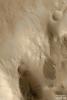 NASA's Mars Global Surveyor shows a color image of a crater rim mantled with fine dust on Mars.