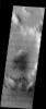 This image from NASA's 2001 Mars Odyssey released on Dec 12, 2003 shows enigmatic gullies, dark barchan sand dunes and numerous dust devil tracks. This image is in the Noachis region of the heavily cratered southern hemisphere.