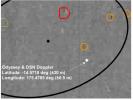 This map shows a close-up look at the estimated location of NASA's Mars Exploration Rover Spirit within Gusev Crater, Mars. Measurements taken during the rover's descent by the DSN predicted its landing site to be the spot marked with a black dot.