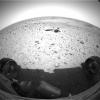 This image from NASA's Mars Exploration Rover Spirit the rover's view of the martian landscape from its position 1 meter (3 feet) northwest of the lander.