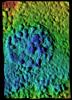 This elevation map of a soil target called 'Peak' was created from images taken by the microscopic imager located on NASA's Mars Exploration Rover Spirit's instrument deployment device or 'arm.'