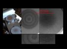 This image composite shows two of NASA's Mars Exploration Rover Opportunity's magnets, the 'capture' magnet (upper portion of left panel) and the 'filter' magnet (lower portion of left panel). 