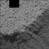 NASA's Mars Exploration Rover Spirit took this microscopic image of the drift dubbed 'Serpent' on Mars after successfully digging into the side of the drift. The drift is dominated by larger pea-shaped particles.