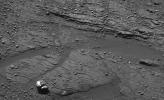 This image from NASA's Mars Exploration Rover Opportunity shows a scour surface or ripple trough lamination. These features are consistent with sedimentation on a moist surface where wind-driven processes may also have occurred.