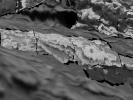 This image from NASA's Mars Exploration Rover Opportunity shows a close-up of texture interpreted as cross-lamination evidence that sediments forming the rock were laid down in flowing water on Mars' Meridiani Planum.