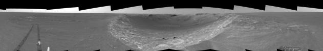 This image shows NASA's Mars Exploration Rover Opportunity along the eastern rim of 'Endurance Crater' before reaching the beginning of the 'Karatepe' area on Mars.