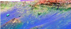 This false-color image NASA's Mars Exploration Rover Opportunity shows visible mineral changes between the materials that make up the rim of the impact crater known as 'Endurance' on Mars.