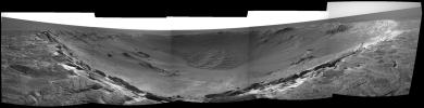 This image taken on May 1, 2004, by NASA's Mars Exploration Rover Opportunity shows the impact crater known as 'Endurance.' The rover had been traversing the rim of the crater looking for a suitable entry point to the crater.