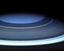 Saturn's northern hemisphere is presently a serene blue, more befitting of Uranus or Neptune, as seen in this natural color image captured by NASA's Cassini spacecraft.
