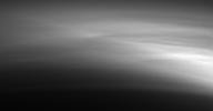 Titan's high haze layers are amazing. NASA's Cassini spacecraft captured this detailed view of the relatively faint haze in Titan's upper atmosphere as it receded from its close encounter on March 31, 2005.
