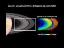 Evidence from the visual and infrared mapping spectrometer on NASA's Cassini spacecraft indicates that the grain sizes in Saturn's rings grade from smaller to larger, related to distance from Saturn.