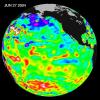 Recent sea level height data from NASA's U.S./France Jason altimetric satellite during a 10-day cycle ending June 27, 2004 shows that Pacific equatorial surface ocean heights and temperatures are near neutral.