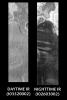 This pair of images released on June 10, 2004 from NASA's 2001 Mars Odyssey shows a comparison of daytime and nighttime of part of the Terra Meridiani region on Mars.