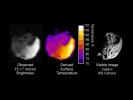 This image from NASA's Cassini spacecraft shows thermal radiation from the day and night sides of Saturn's moon Phoebe.