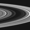 The usually bright B ring (at center) appears very dim in this image from NASA's Cassini spacecraft.