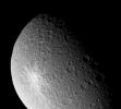 Looking closely at Saturn's moon Rhea during a somewhat distant flyby, NASA's Cassini spacecraft provides this view of what appears to be a bright, rayed and therefore relatively young crater.