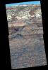 This view from NASA's Mars Exploration Rover Opportunity's panoramic camera is a false-color composite rendering of the first seven holes that the rover's rock abrasion tool dug on the inner slope of 'Endurance Crater' on Mars.