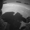 This image from the front hazard-avoidance camera on NASA's Mars Exploration Rover Opportunity shows a side view of 'Endurance Crater.' Opportunity took the image on Aug. 4, 2004.