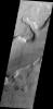 This image released on Oct 25, 2004 from NASA's 2001 Mars Odyssey shows Reull Vallis, located in the Martian southern highlands, just east of Hellas Basin.