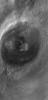 NASA's Mars Global Surveyor shows Ascraeus Mons, the northernmost of the three Tharsis Montes shield volcanoes on Mars.
