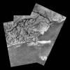 This mosaic of three frames from NASA's Huygens Descent Imager/Spectral Radiometer (DISR) instrument provides unprecedented detail of the high ridge area including the flow down into a major river channel from different sources.