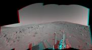 NASA's Mars Exploration Rover Spirit captured this view uphill toward 'Cumberland Ridge' on 'Husband Hill.' 3D glasses are necessary to view this image.