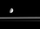 This view looks up toward the sunlit side of Saturn's rings, as Dione and Pandora trundle by. NASA's Cassini spacecraft took this image in visible light with its narrow-angle camera on Sept. 16, 2005.