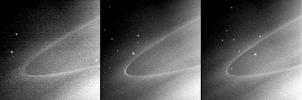 This sequence of images from NASA's Cassini spacecraft shows a faint arc of material in Saturn's G ring, a tenuous ring outside the main ring system. These images were each taken about 45 minutes apart.