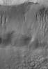 NASA's Mars Global Surveyor shows gullies on northern wall of a south mid-latitude crater on Mars.