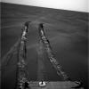 The wheels of NASA's Mars Exploration Rover Opportunity dug deep into the soft, sandy material of a wind-shaped ripple in Mars' Meridiani Planum region on April 26, 2005. Getting the rover out of the dunes took more than five weeks.