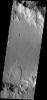 This landslide is located in an unnamed crater south of Isidis Planitia on Mars as seen by NASA's 2001 Mars Odyssey spacecraft.