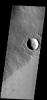 This crater is located on the flank of Ascraeus Mons on Mars as seen by NASA's 2001 Mars Odyssey spacecraft.