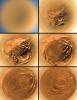 This poster shows a stereographic (fish-eye) view of Titan's surface from six different altitudes. The images taken by the European Space Agency's Huygens probe descent imager/spectral radiometer show the haze layer at 20 to 21 kilometers.