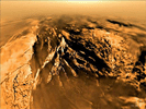 This image is from data collected during the 147-minute plunge through Titan's thick orange-brown atmosphere to a soft sandy riverbed by the European Space Agency's Huygens Descent Imager/Spectral Radiometer on Jan. 14, 2005.
